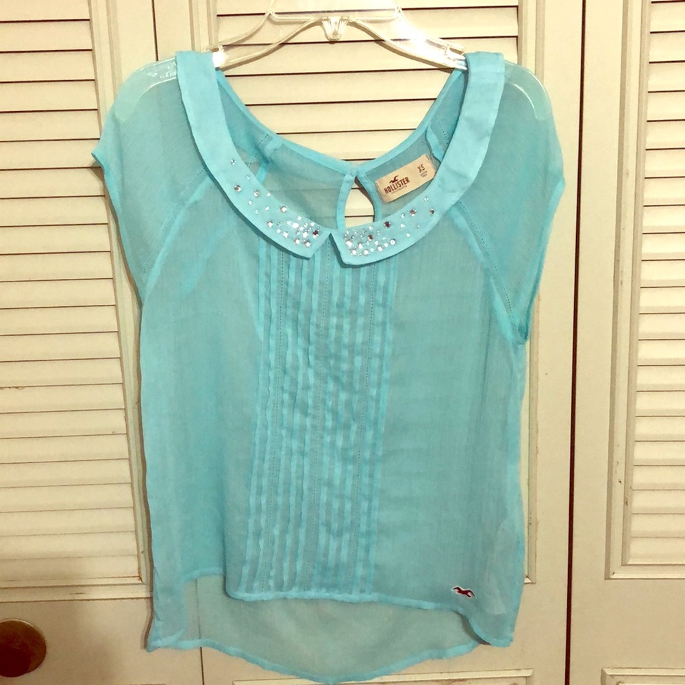 Hollister blue blouse with embellishments